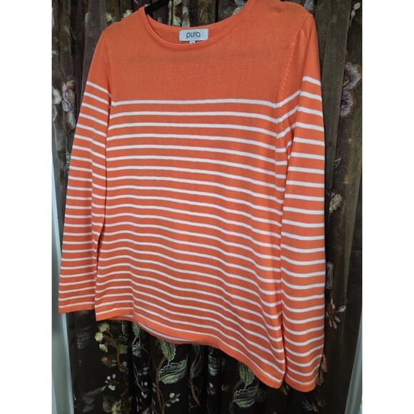 Pura Cashmere Striped Sweater Size Medium - Picture 3 of 12